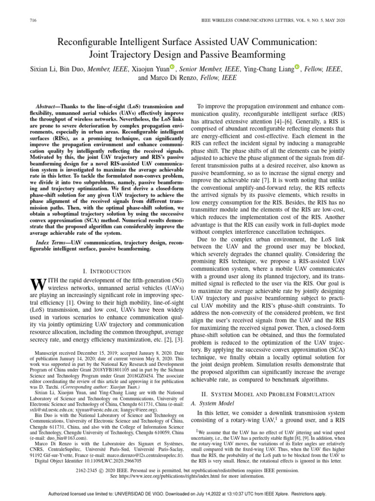 UAV Communication with RIS Optimization | PDF | Mathematical ...
