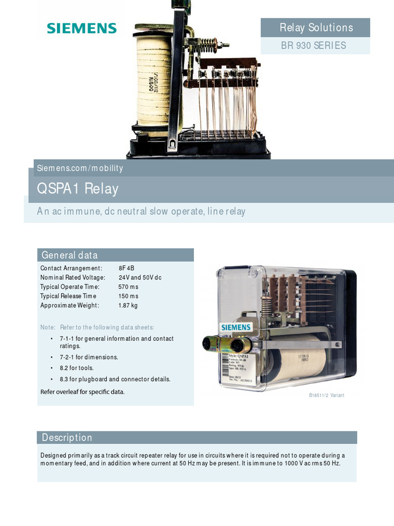 QSPA1 Relay Technical Specifications | PDF | Relay | Electrical Equipment