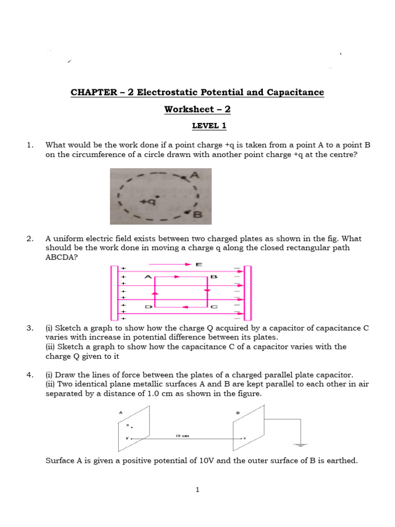 CH2 Capacitors Worksheet PDF Capacitor Capacitance