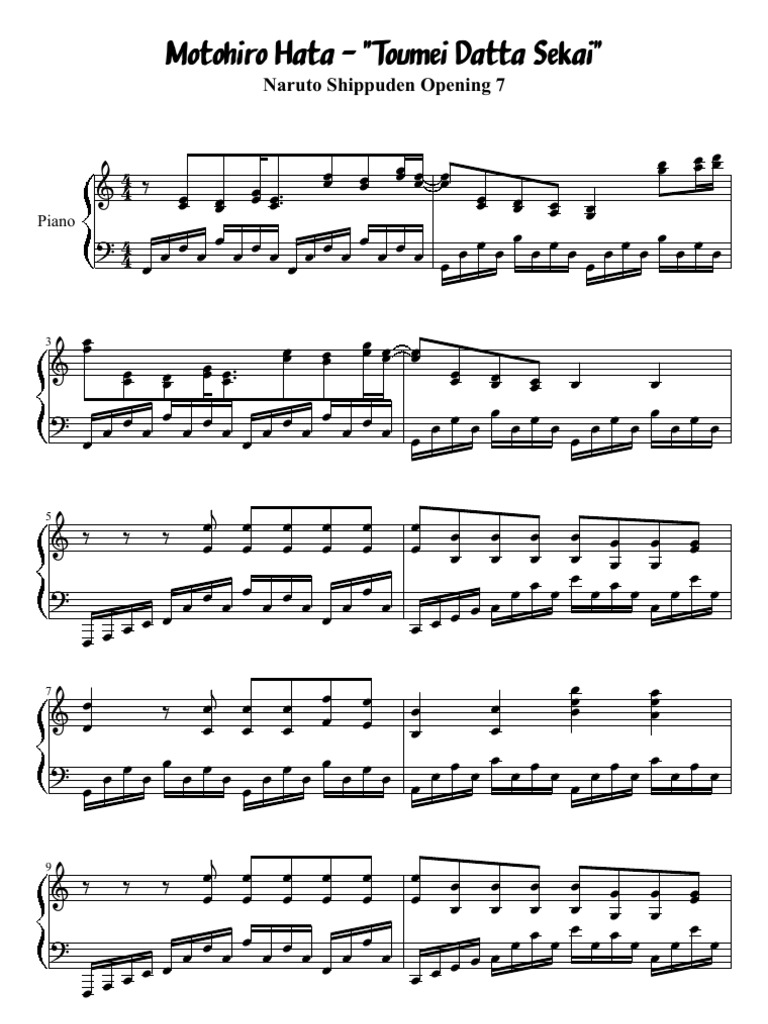 Naruto Opening 7 Sheet Music | PDF