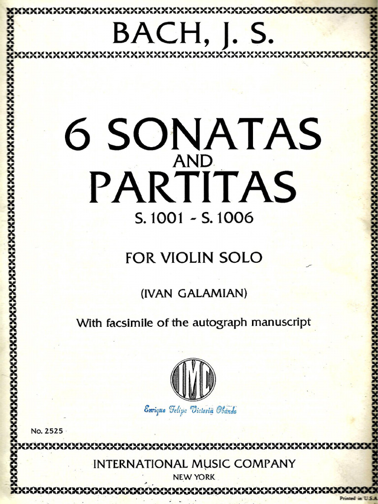 Johann Sebastian Bach - Six Sonatas For Violin And Harpsichord: No. 3 In E Major