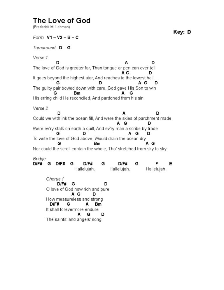 The Love of God Hymn Lyrics | PDF
