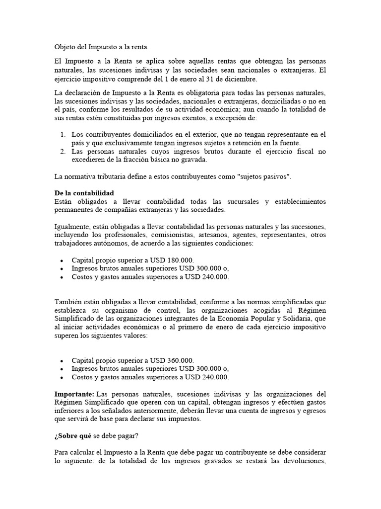 Impuesto a la Renta: Normas y Deducciones | PDF | Impuesto sobre la ...