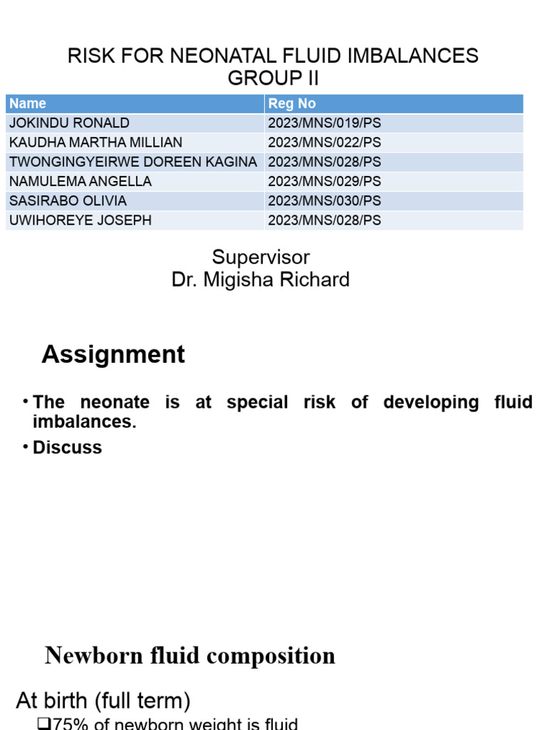 Neonatal Fluid Imbalance Risks Explained | PDF | Kidney | Medical ...