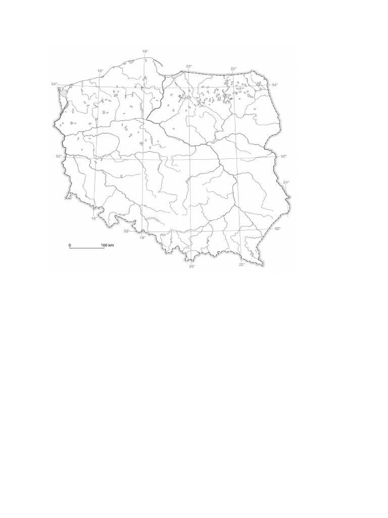 Góry W Polsce Mapa Konturowa Mapa Konturowa Polski Wody Powierzchniowe | PDF