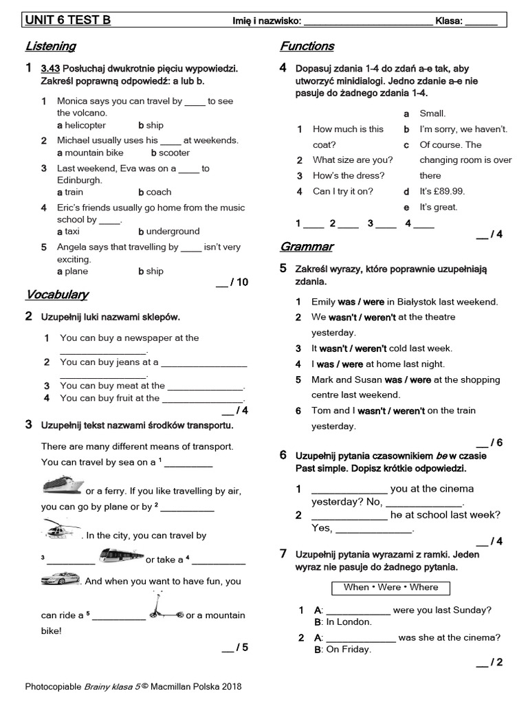 Brainy 5 Unit 6 Test B | PDF | Language Arts & Discipline
