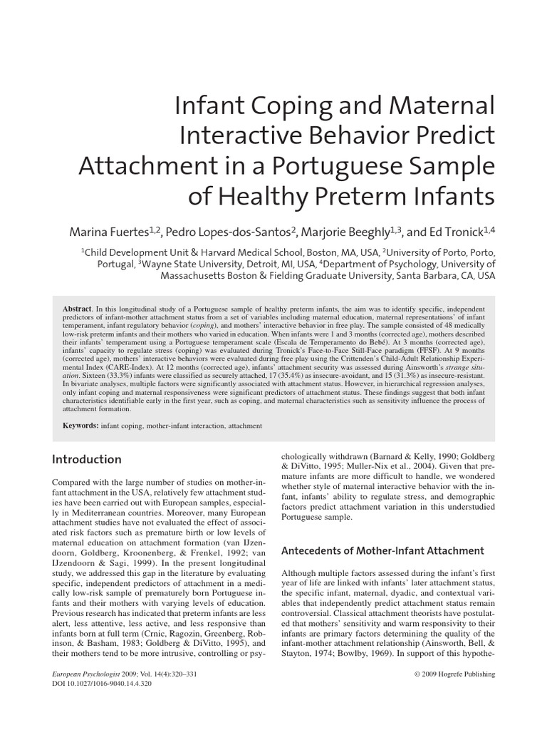Infant Coping and Maternal Behavior Impact Attachment | PDF ...