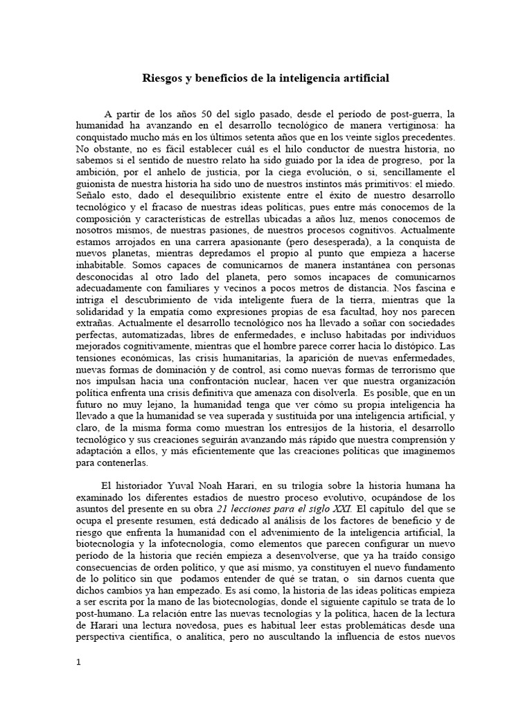 Riesgos y beneficios de la IA en la política | PDF | Inteligencia ...