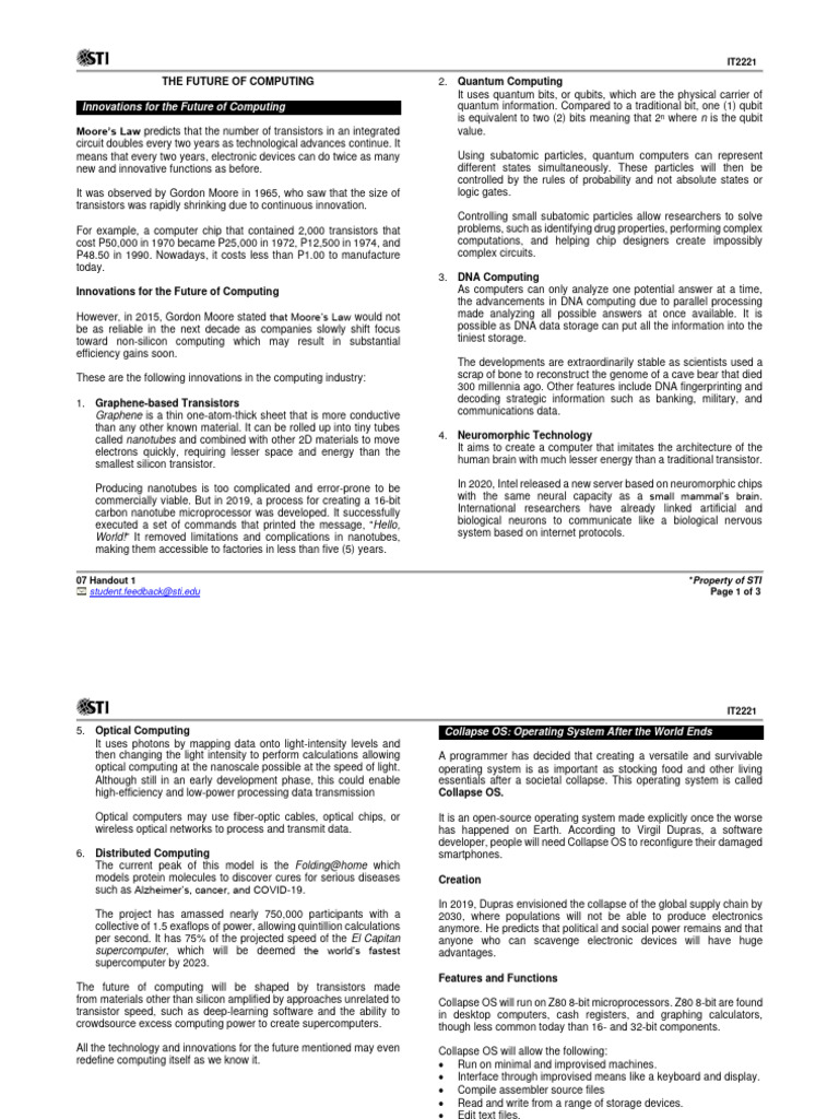 Future Innovations in Computing Tech | PDF | Computing | Quantum Computing