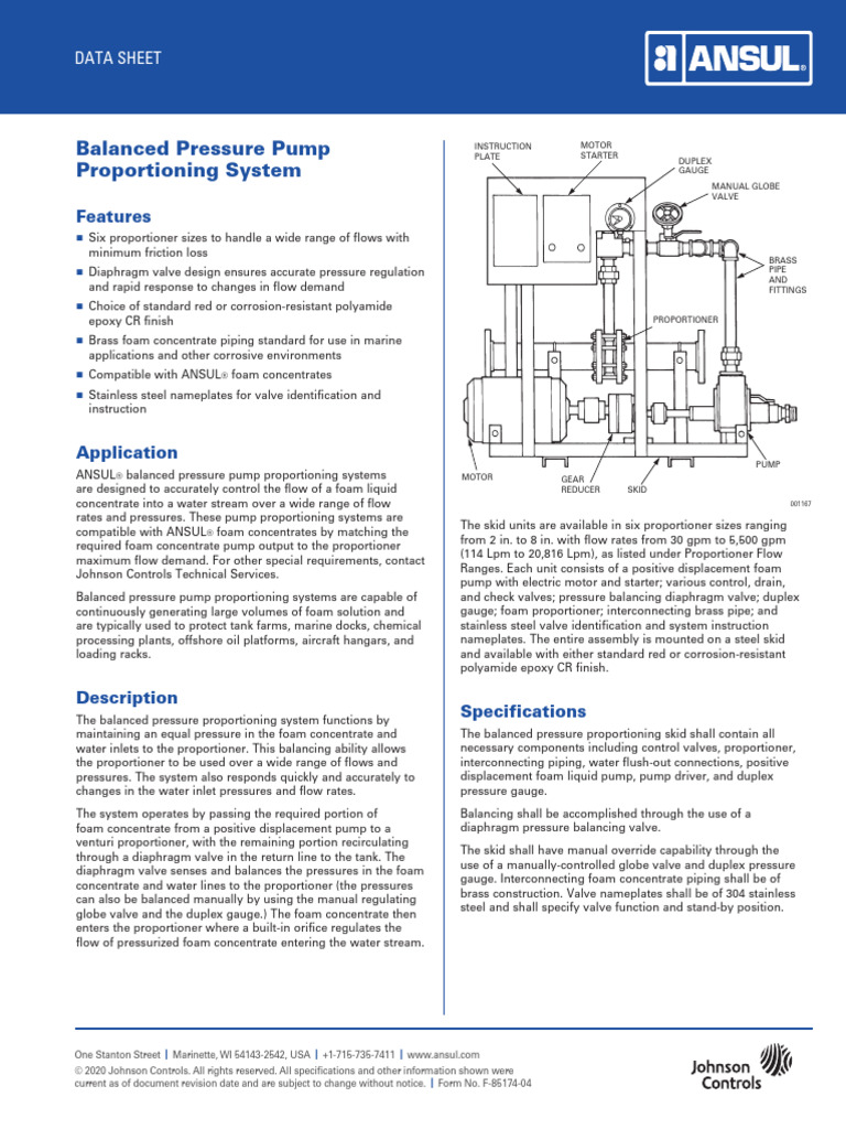 Balanced Pressure Pump Proportioning System: Features | PDF | Valve | Pump