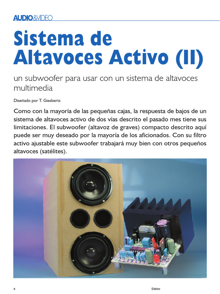 Artículo Elektor - Subwoofer | PDF | Altoparlante | Filtro electronico, image size:768x1024