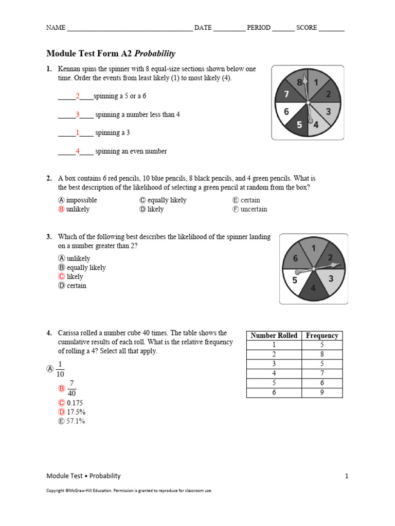 FL NA Course+2 Module+10 Test+A2 TE | PDF | Par (Score) | Experiment
