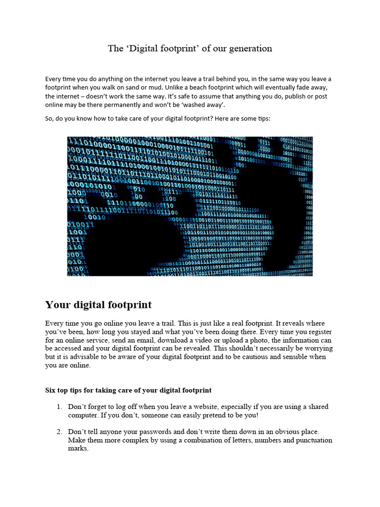 Digital Footprint Pdf Online And Offline Internet
