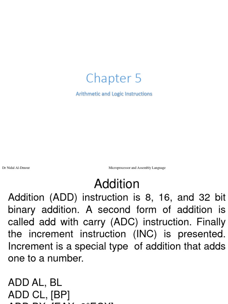 Arithmetic and Logic Instructions in Assembly | PDF | Assembly Language ...