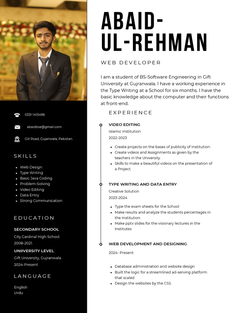 Abaid-Ul-Rehman: Web Developer | PDF | Web Design | Web Development