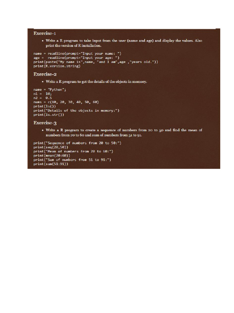 R Sample Programs | PDF