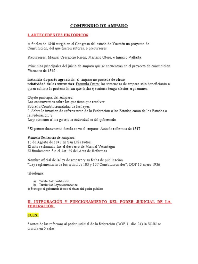 Guia de Amparo I y II | PDF | Derecho Constitucional | Ley procesal