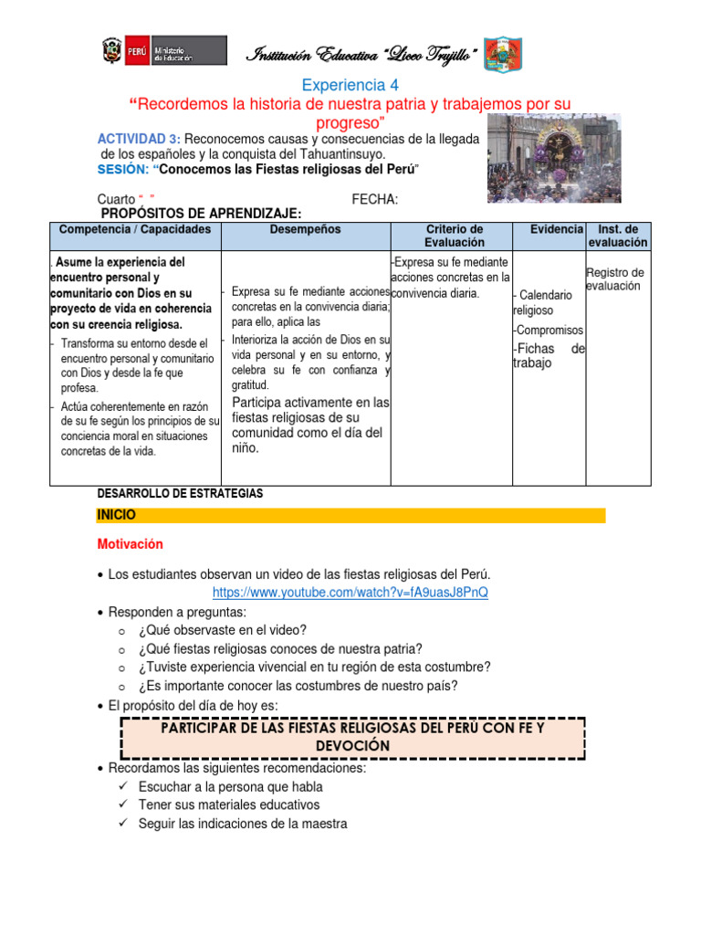 EDUCACION RELIGIOSA Las Fiestas Religiosas Del Peru | PDF | Fiestas  cristianas y días santos, image size:768x1024