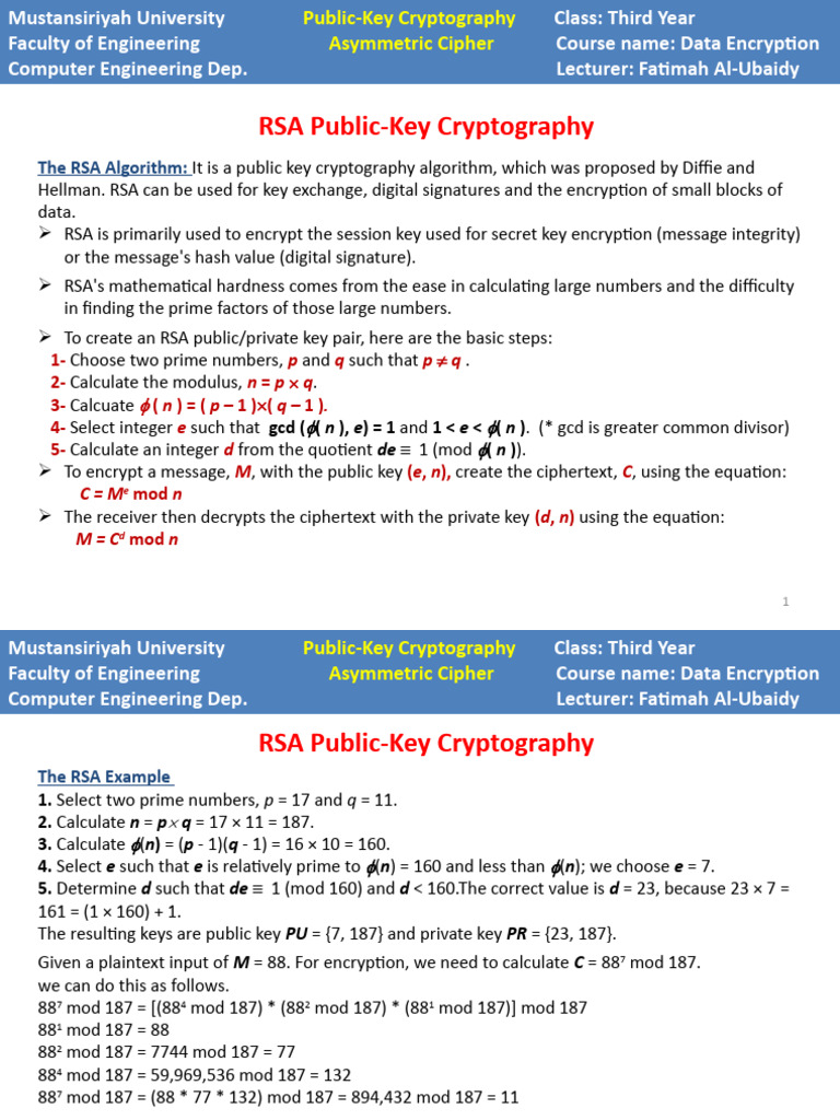 RSA Key Generation and Encryption Process | PDF | Cryptography | Public ...