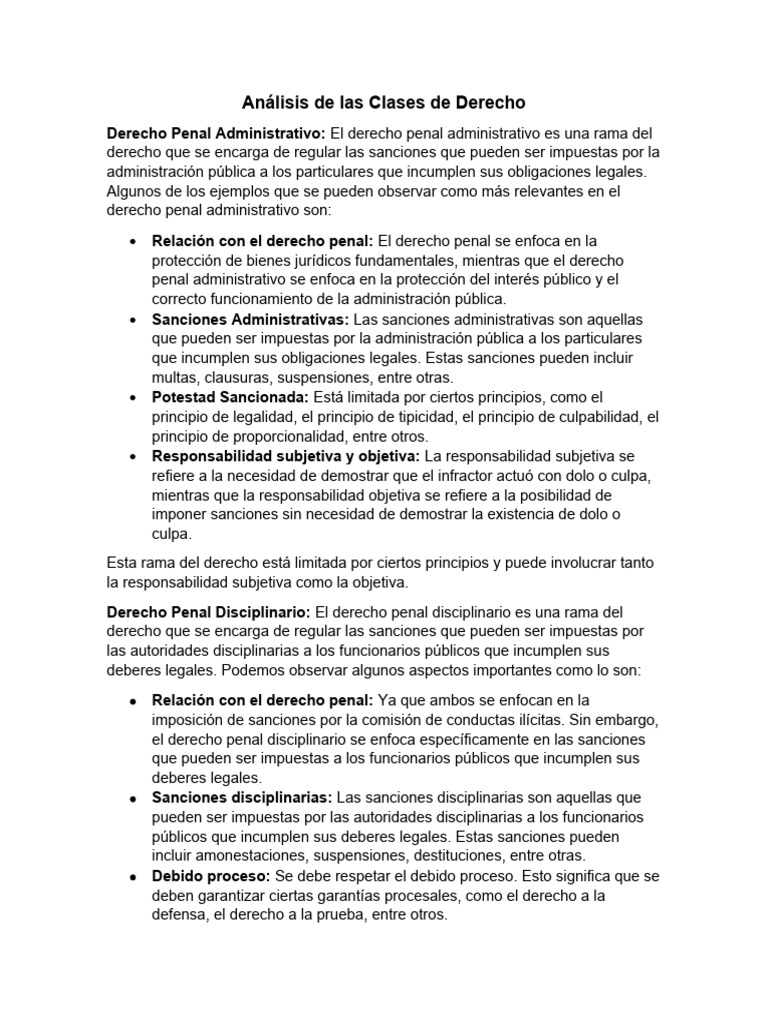 Clases de Derecho Penal y Sanciones | PDF | Derecho penal | Debido al ...