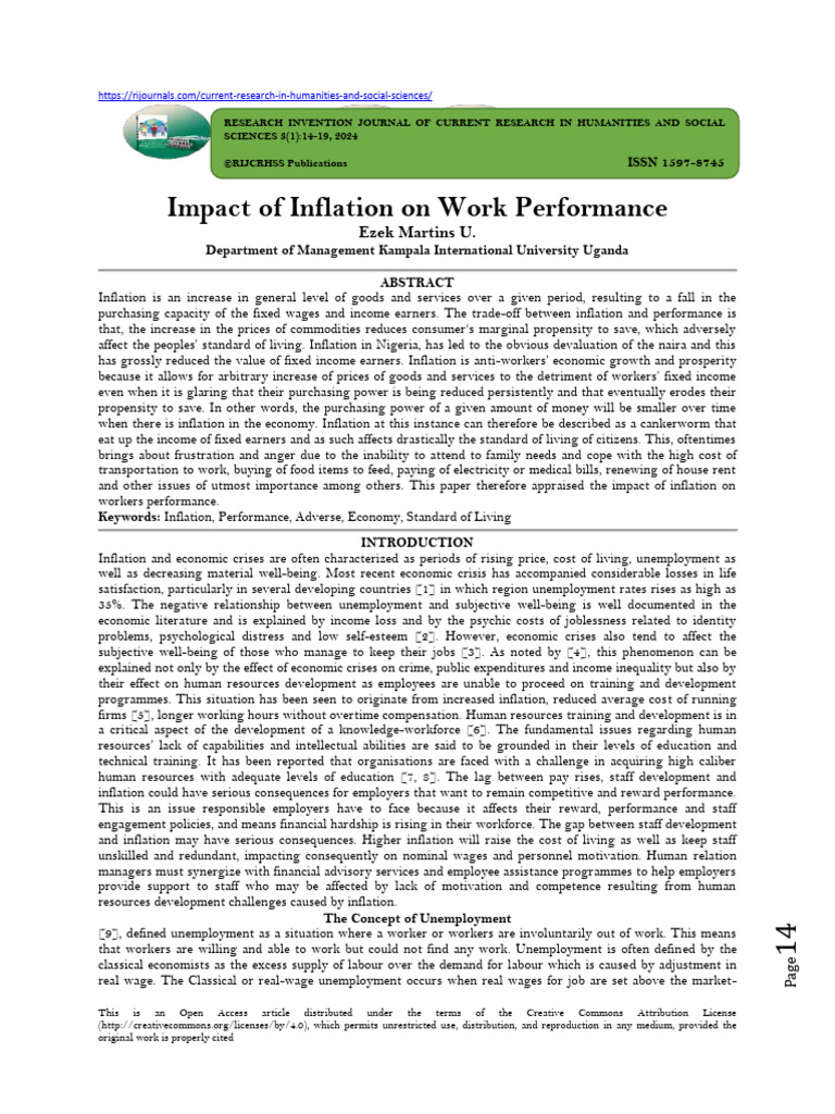 Impact of Inflation On Work Performance | PDF | Cost Of Living ...