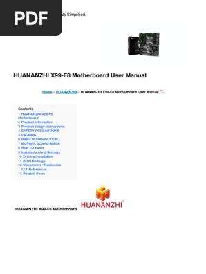 HUANANZHI X99-F8 Motherboard User Manual: - User Manuals