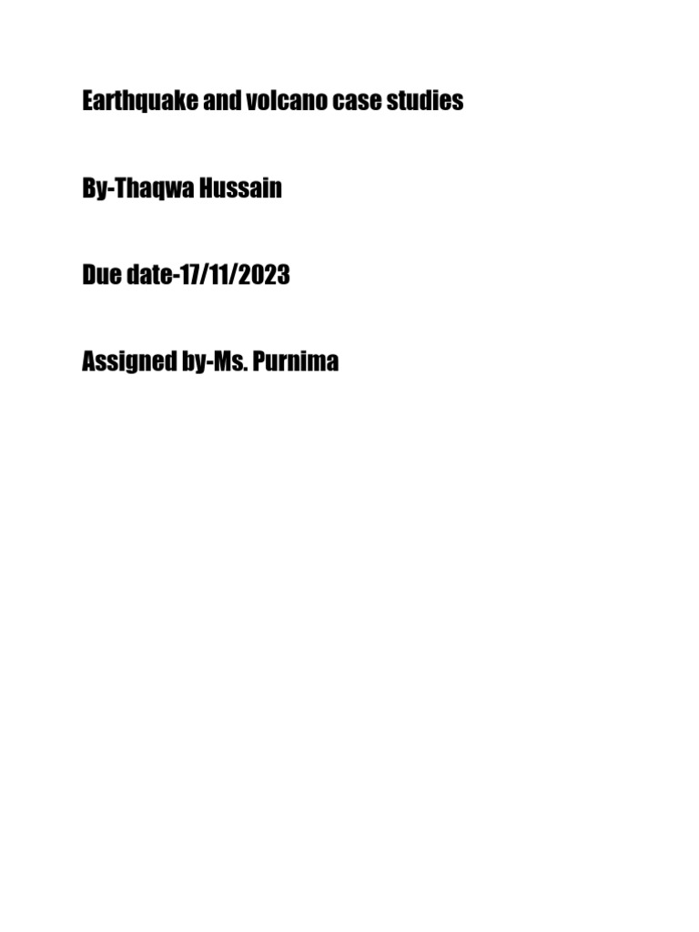 Earthquake and volcano case studies pdf types of volcanic eruptions