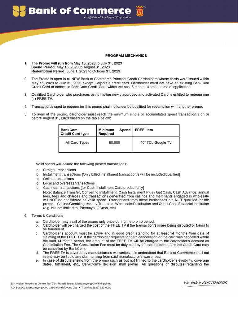 Promo mechanics free google tv pdf credit card banking technology