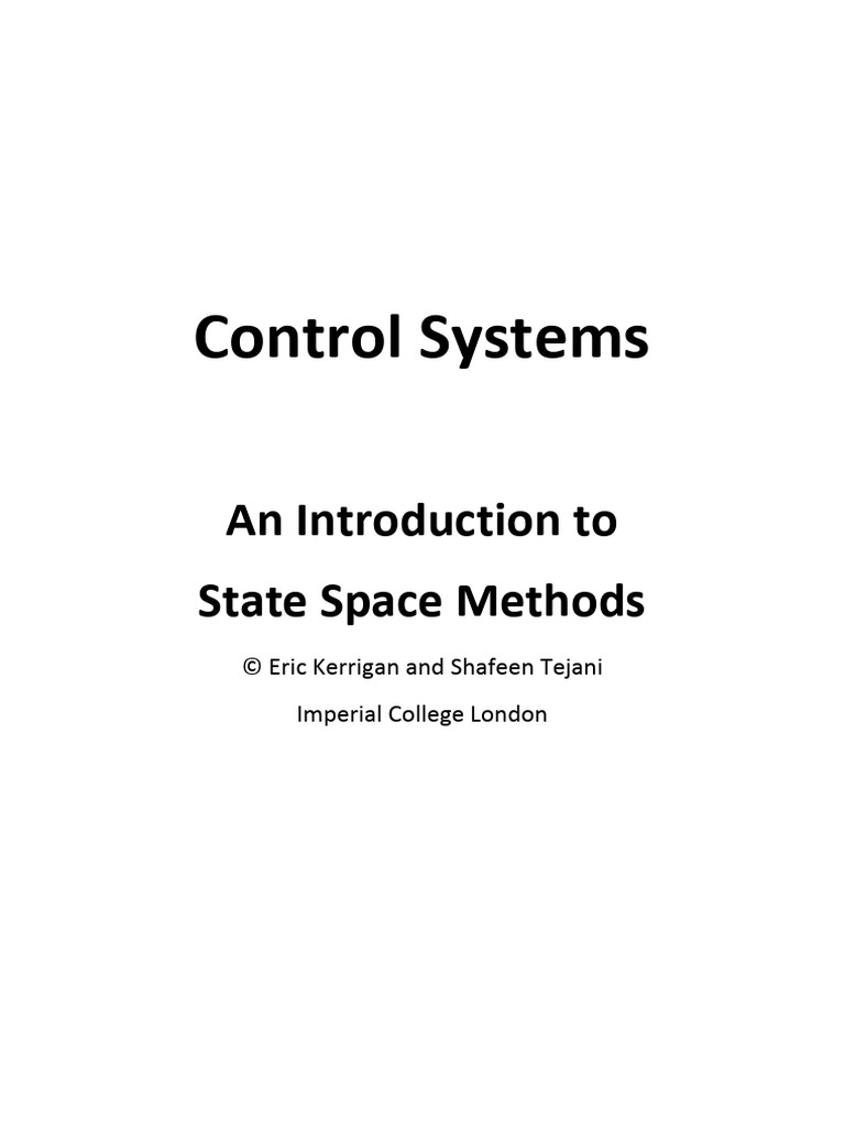 Intro To State Space 2 PDF Control Theory Stability Theory