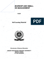 Entrepreneurship AND Small Business Management: Self Learning Material