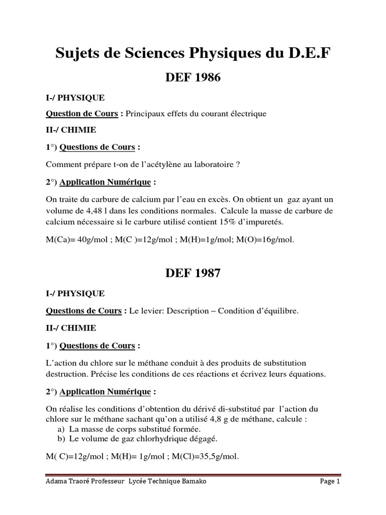 Brochure de Science Physique Au DEF-1 | PDF | Réaction d'oxydoréduction ...