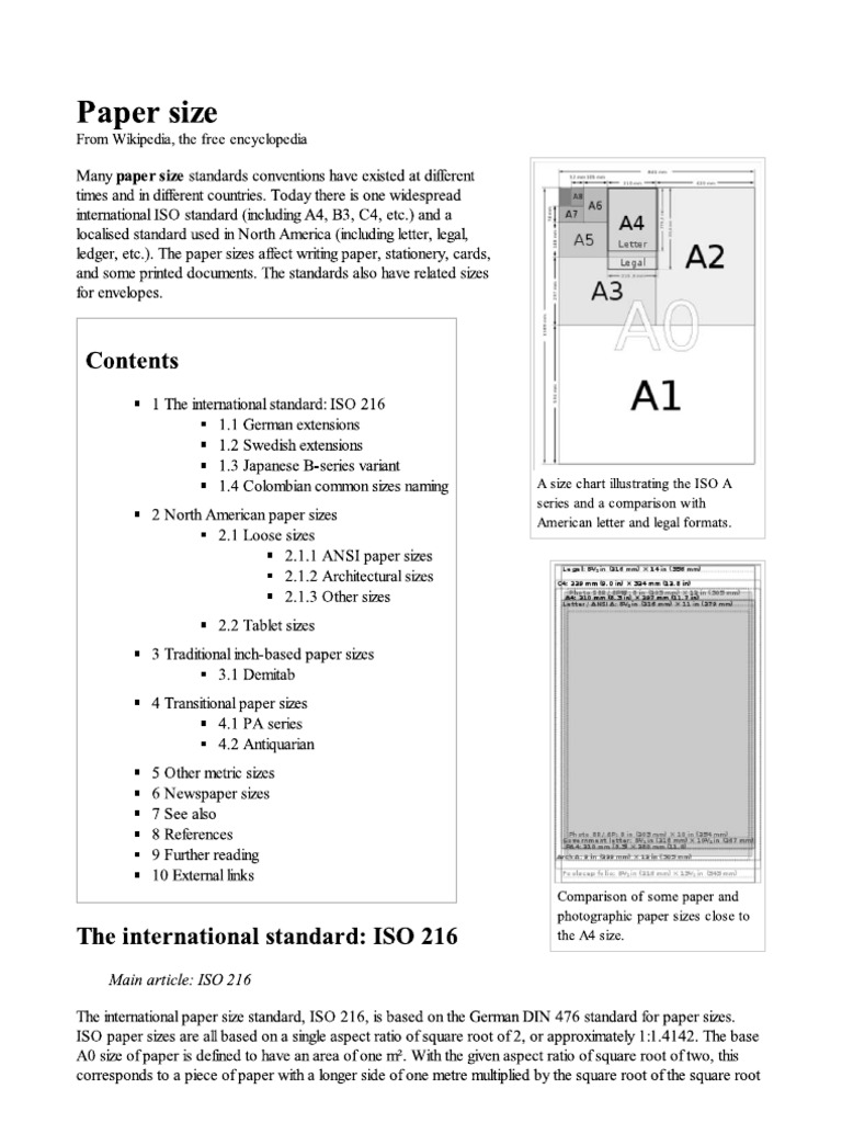 Paper Size - Wikipedia, The Free Encyclopedia | PDF | Encyclopedias