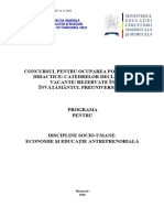 Economie Si Educatie Antreprenoriala Programa Titularizare 2010 P