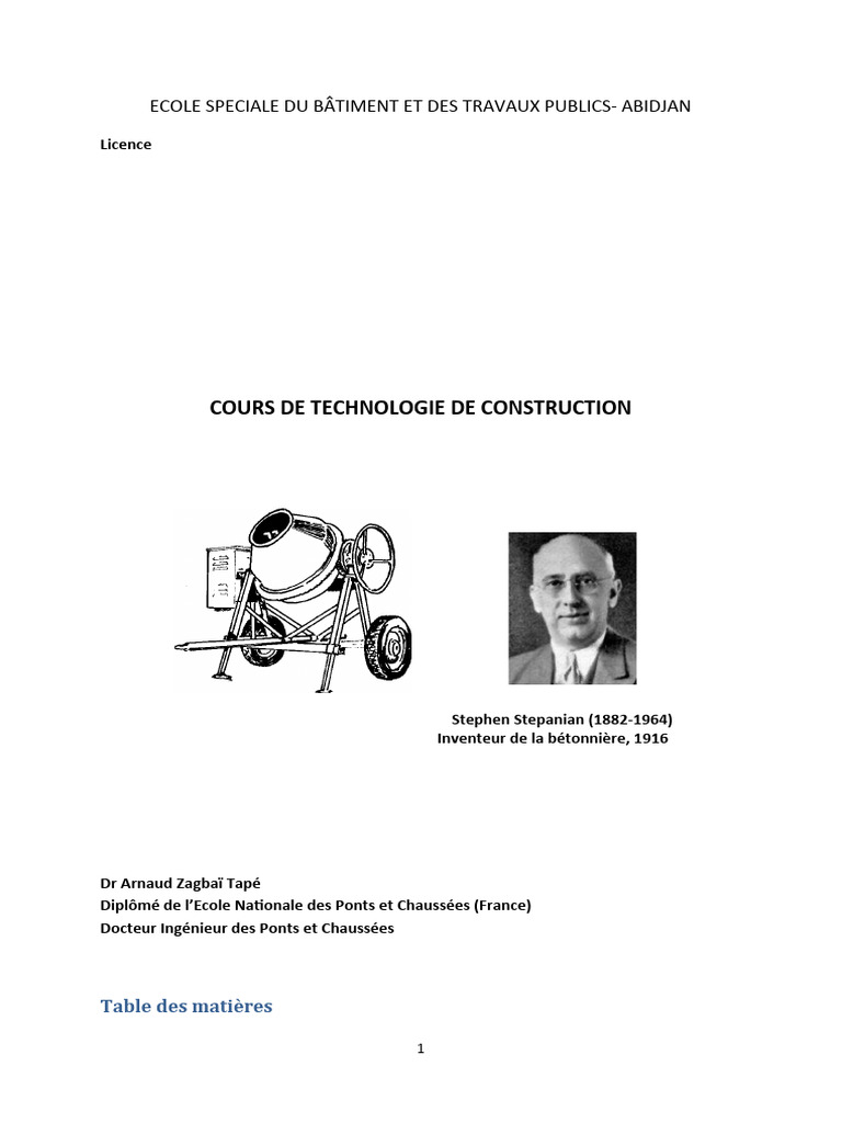 Cours de Technologie de Construction | PDF | Ciment | Fondation ...
