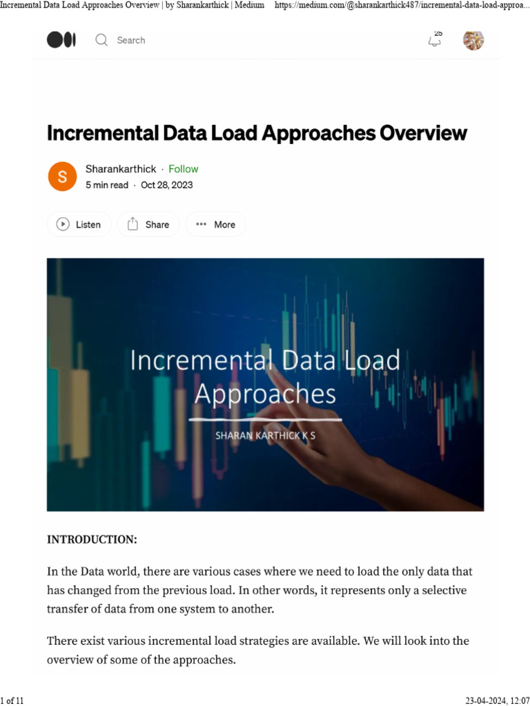 Incremental Data Load Approaches Overview - by Sharankarthick - Medium ...