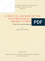 A Critical Edition of The Old Provençal Epic Daurel Et Beton - With Notes and Prolegomena (North Carolina) - Libgen - Li