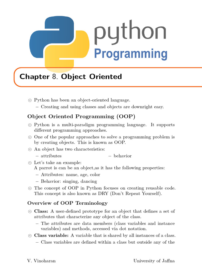 Object Oriented | PDF | Object Oriented Programming | Class (Computer ...