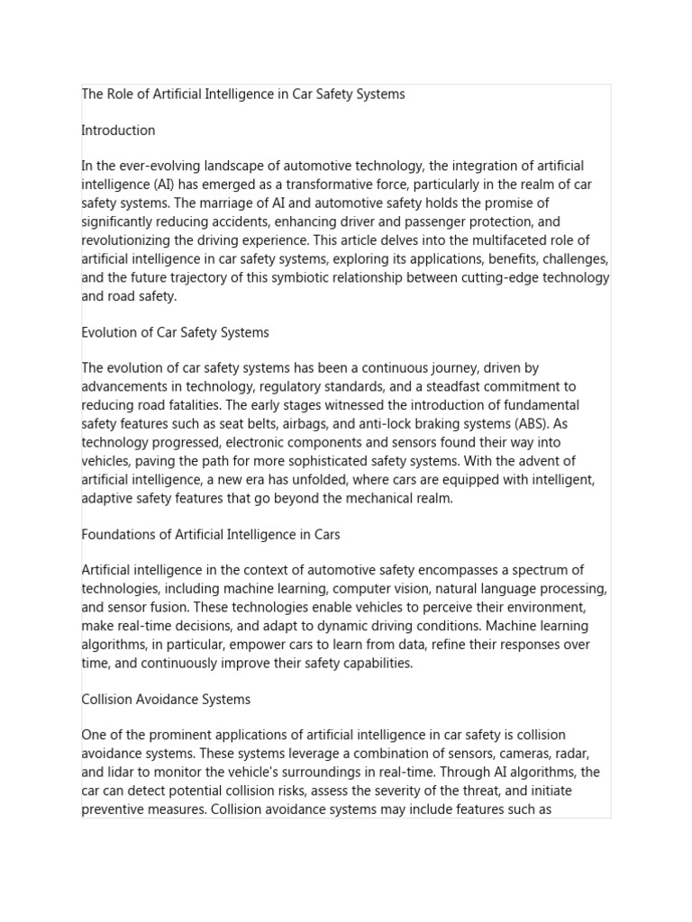 AI's Impact on Car Safety Systems | PDF | Artificial Intelligence ...