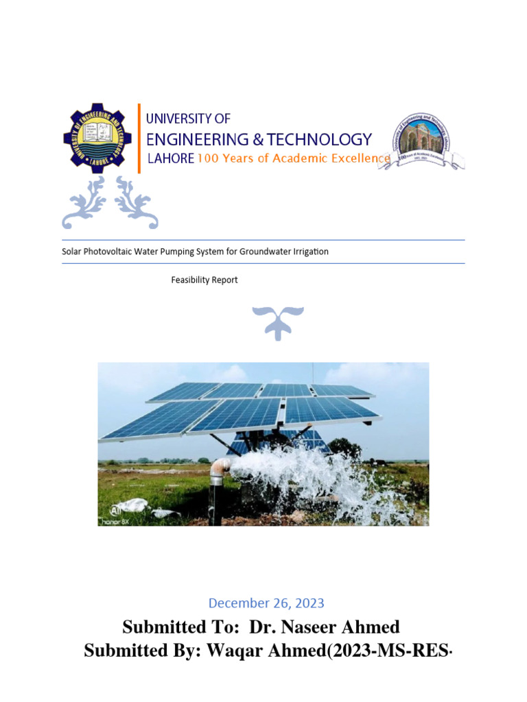 Solar Photovoltaic Water Pumping System For Groundwater Irrigation ...