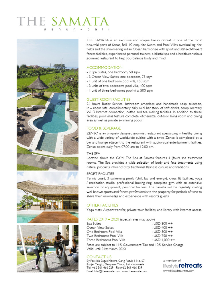 Luxury Amenities at The Samata Sanur | PDF