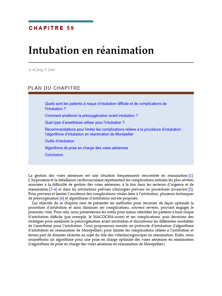 Intubation difficile en réanimation | PDF | Médecine de soins intensifs ...