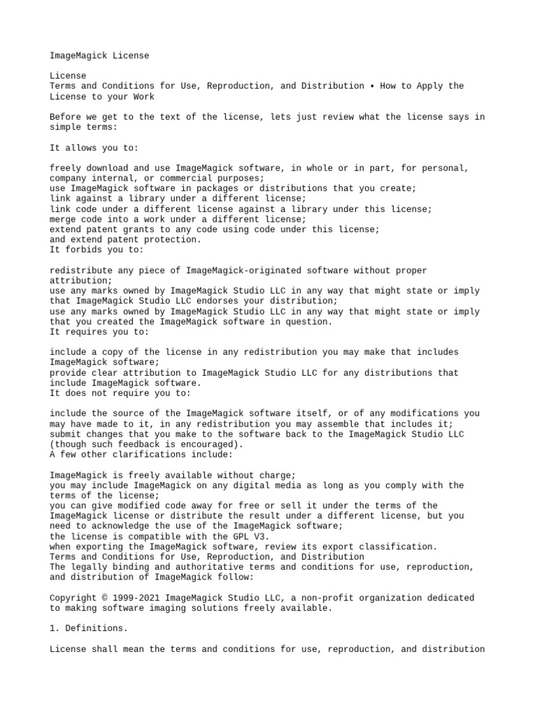 ImageMagick License | PDF | License | Source Code