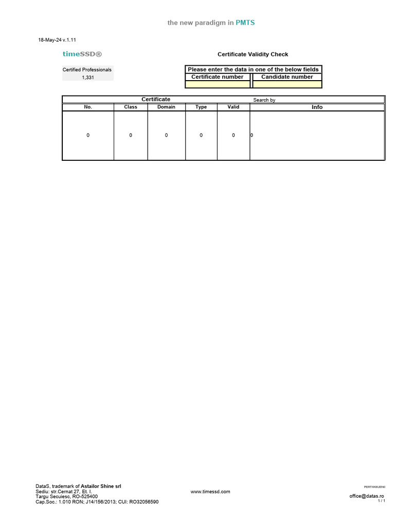 TimeSSD Certification Registry PDF