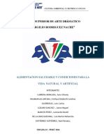 Informe Alimentacion Saludable para Una Buena Nutricion y Condiciones para La Vida Natural y Artificial PDF