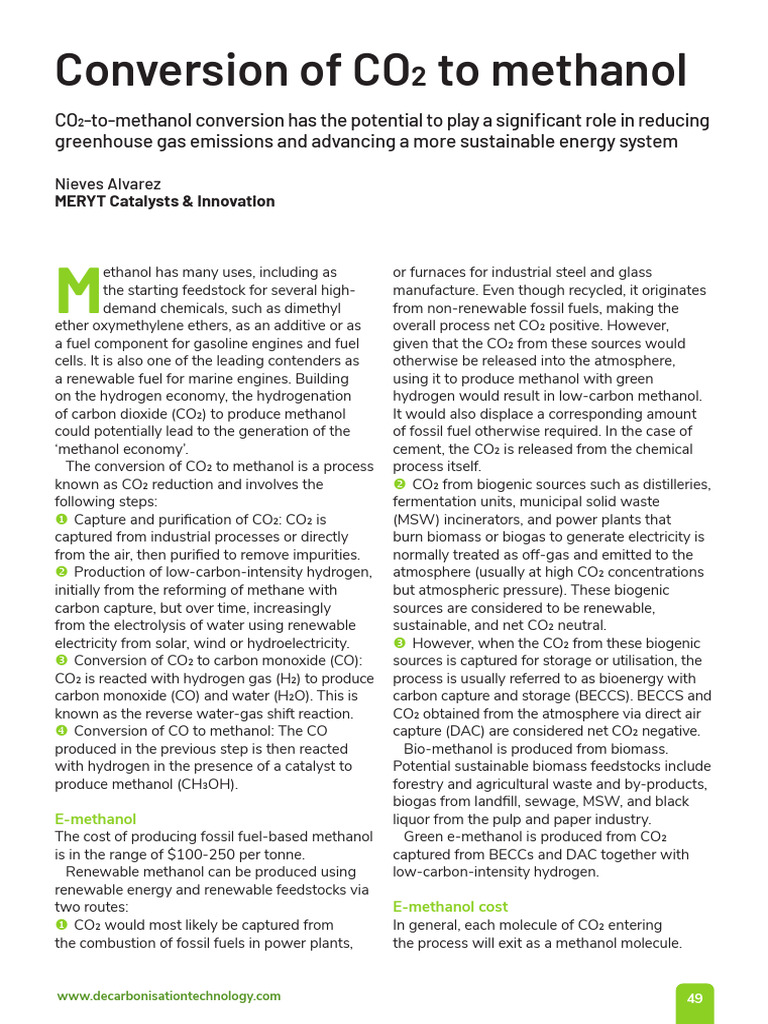 CO2 to Methanol Conversion Process | PDF | Methanol | Carbon Dioxide