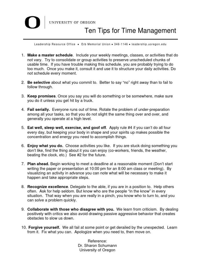 Time Tips | PDF | Psychology | Psychological Concepts