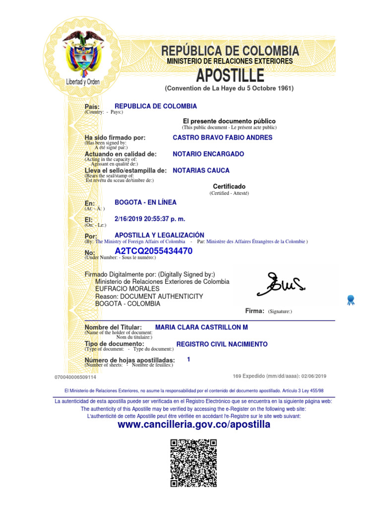 Consulta Solicitud Apostilla Colombia