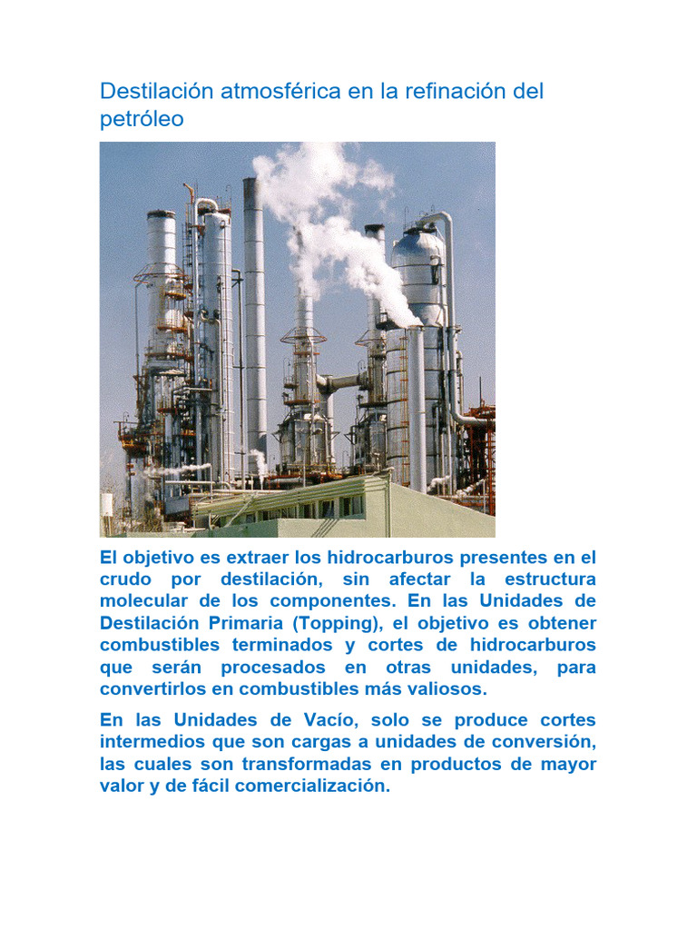 Destilación Atmosférica Impactos Sem 7 PDF Fase (materia) Petróleo
