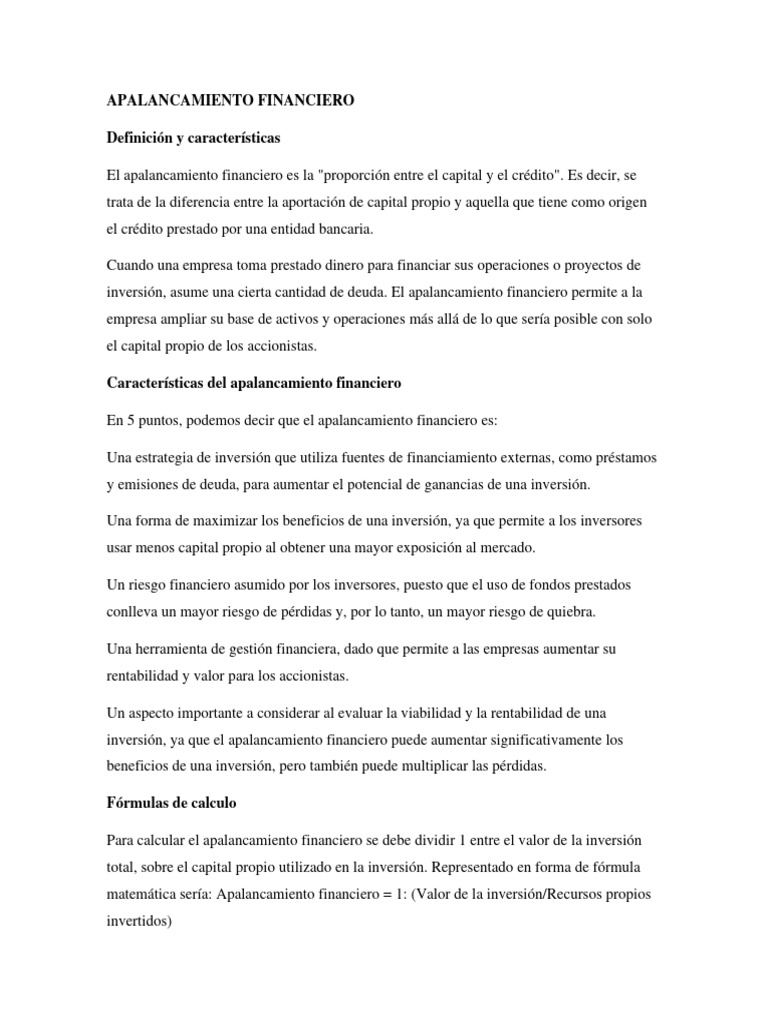 Guía del Apalancamiento Financiero | PDF | Apalancamiento (Finanzas ...