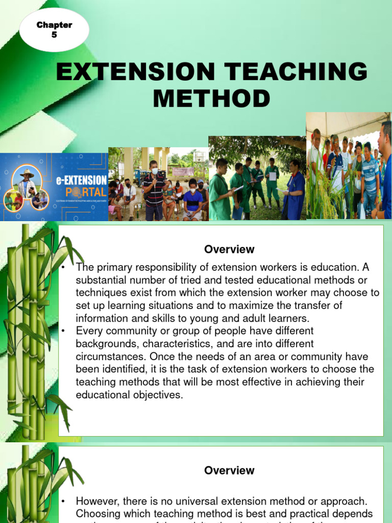 AGRI 21a CHAPTER 5. EXTENSION TEACHING METHOD Download Free PDF